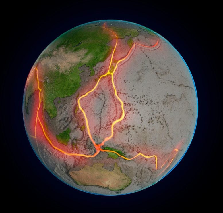 Planet Earth fault lines tectonic plates